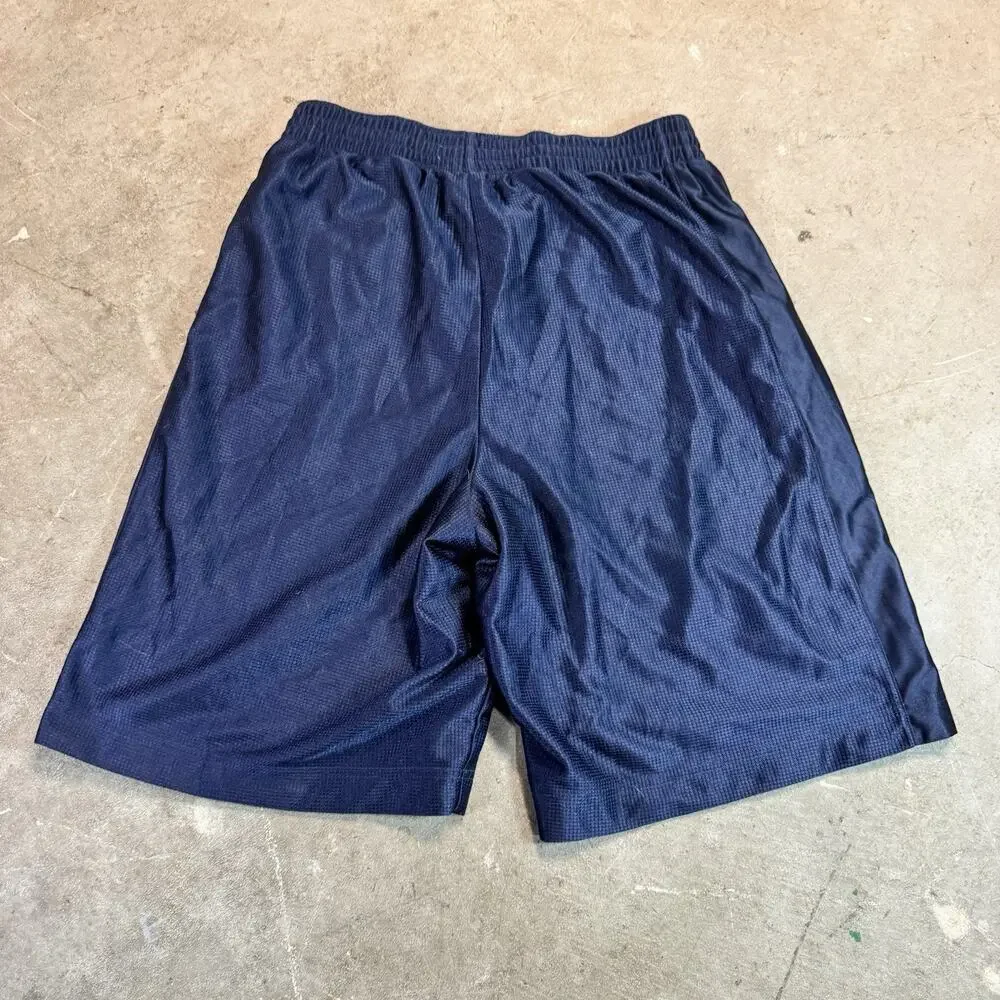 Vintage Nike Basketball Shorts Men M Blue Shiny Pockets Drawstring Thailand